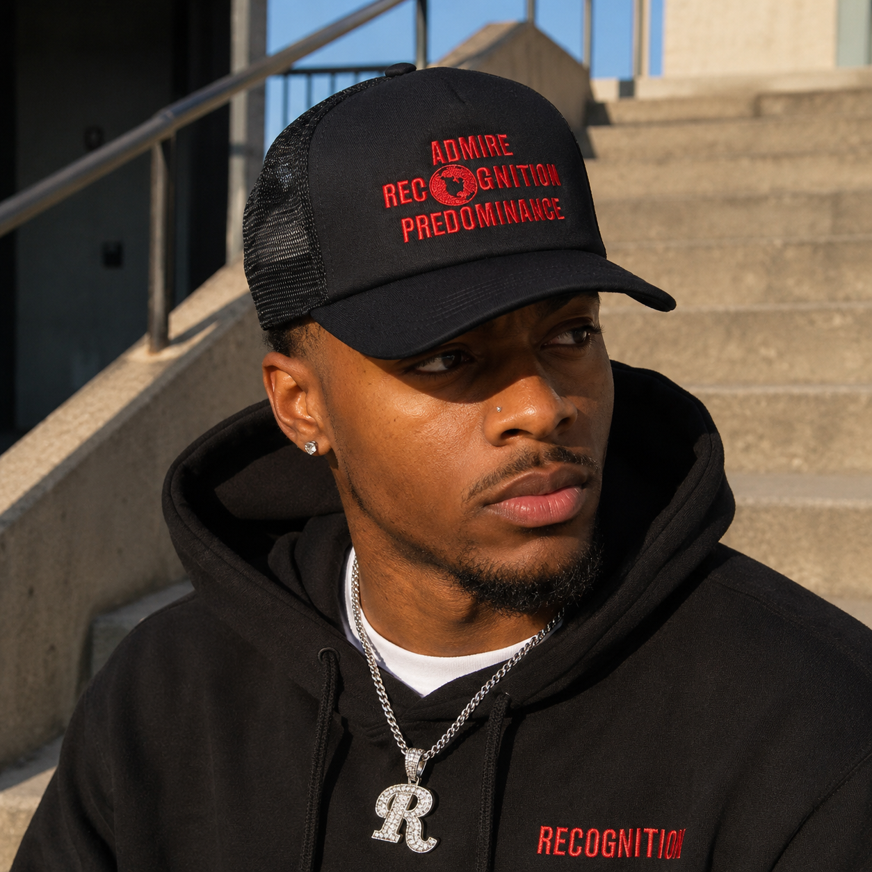Admire Recognition Predominance Trucker Hat – Black/Red