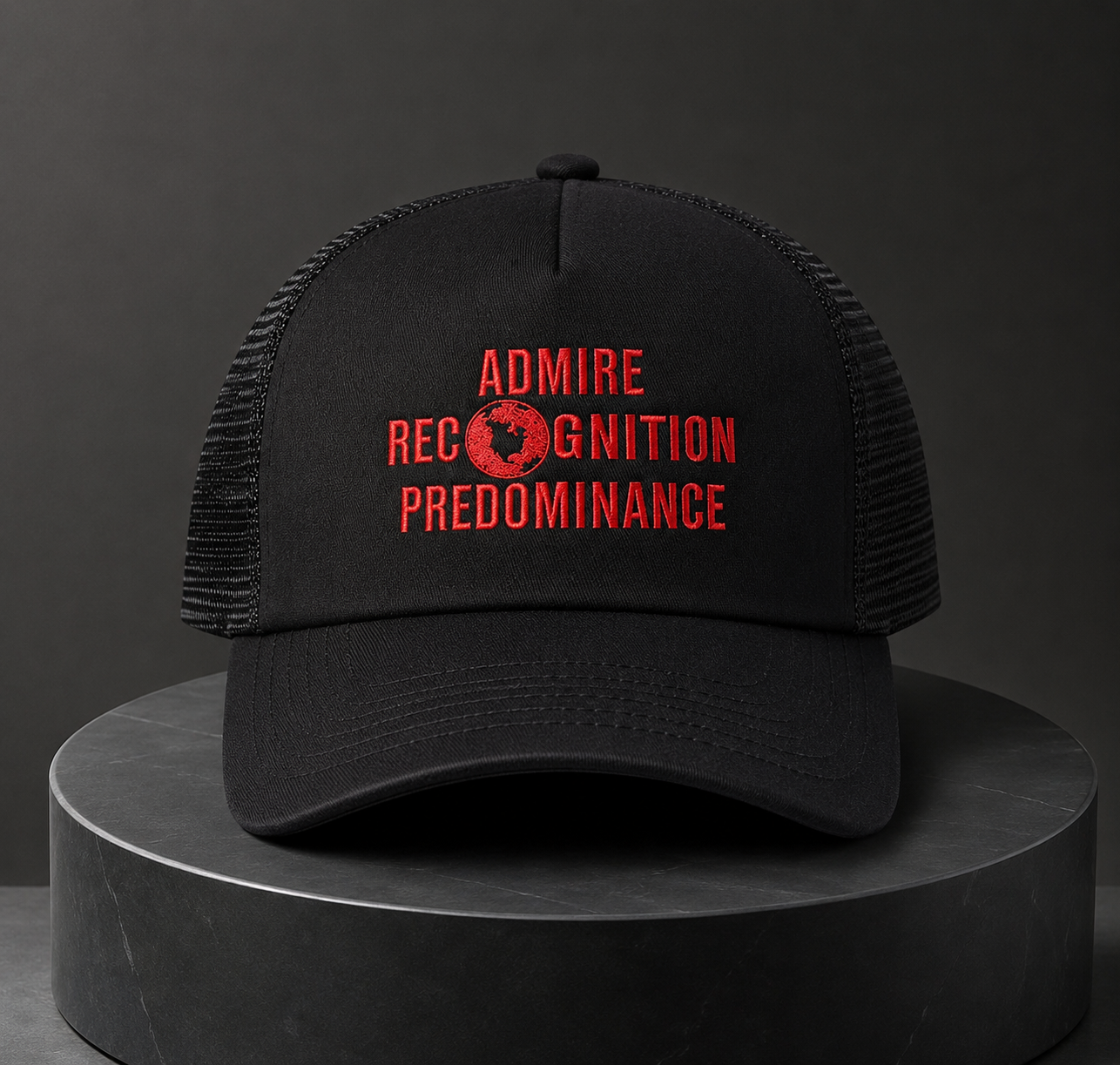 Admire Recognition Predominance Trucker Hat – Black/Red